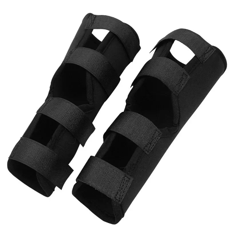 Pair of black adjustable dog knee braces – joint support pads for front or rear legs, suitable for small to large breeds