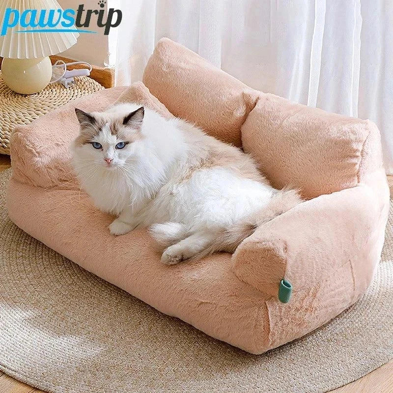 Luxury Cat Bed Sofa - Warm Plush Pet Nest for Small Dogs & Cats | Winter Comfortable Puppy Bed Supplies