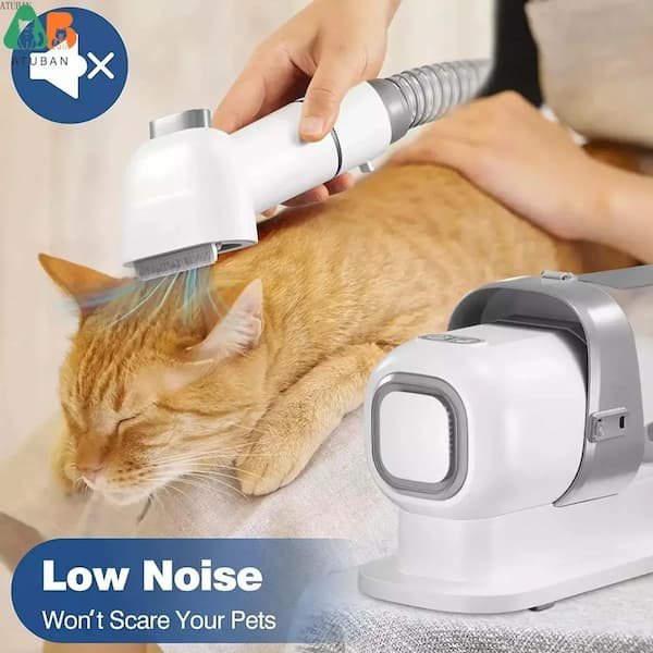 ATUBAN pet grooming vacuum kit with brush attachments designed to remove loose pet hair while grooming dogs and cats