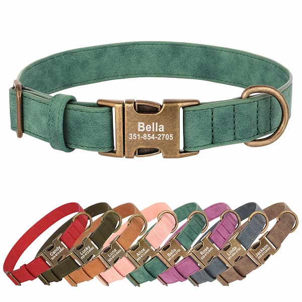 Custom PU leather dog collar with free engraving – safe & stylish