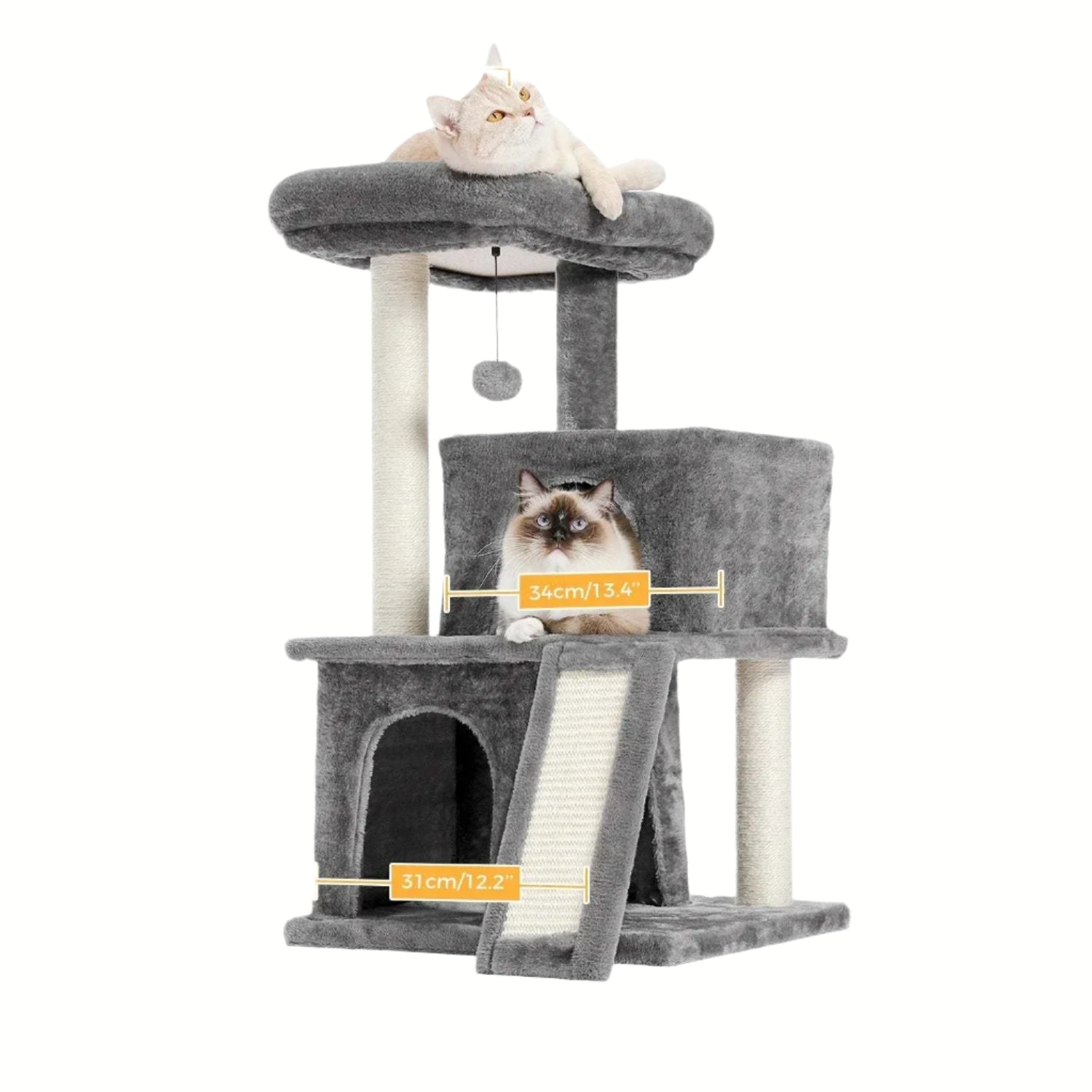 Sturdy Cat Climbing Tree with Sisal Posts & Dangling Toys"