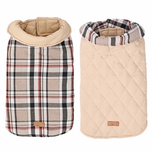 Reversible Dog Jacket – Waterproof Quilted Winter Coat | Checked Warm Vest for Small & Large Dogs