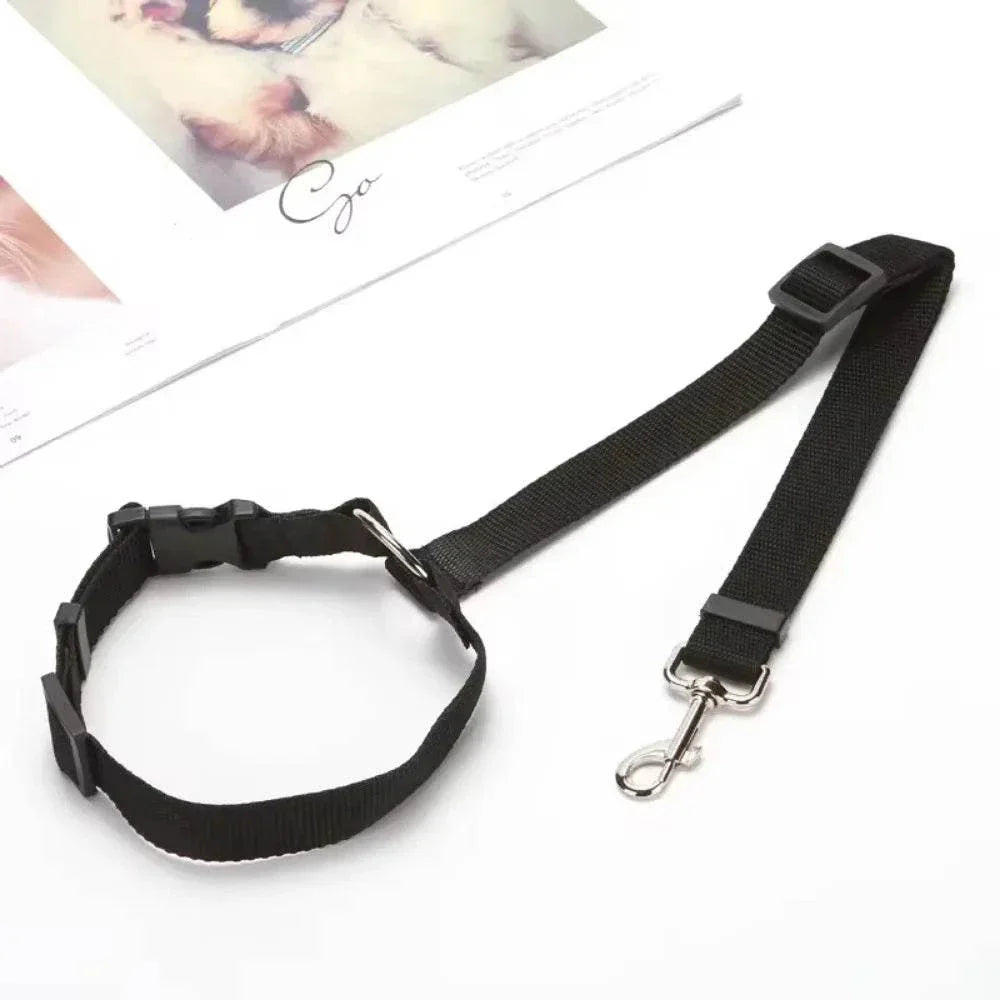 Solid Color Two-in-One Pet Seat Belt and Leash, Adjustable Nylon Dog Seat Belt Collar, Pet Accessories