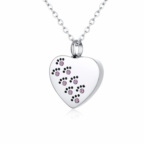 Pink paw print pet cremation pendant for ashes