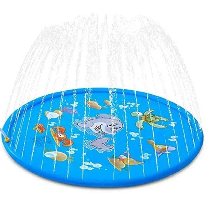 "Summer splash sprinkler pad for dogs and kids, 170cm outdoor interactive water mat and pool toy, perfect for hot days.