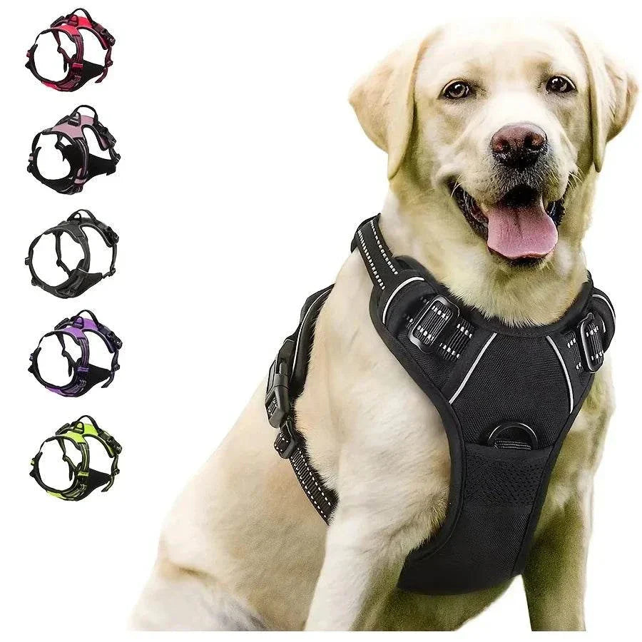 No Pull Dog Harness with Reflective Straps, Front Clip, and Easy-Control Handle for Large Dogs Walking and Training