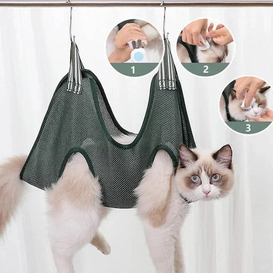cat grooming hammock for nail clipping