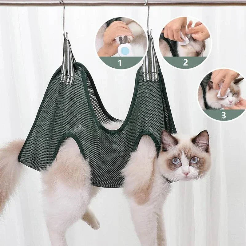 Fixed Bath Hammock for Pet Grooming, Nail Trimming, and Beauty – Anti-Scratch Restraint Bag for Dogs and Cats, Hanging Supplies for Safe and Comfortable Grooming.