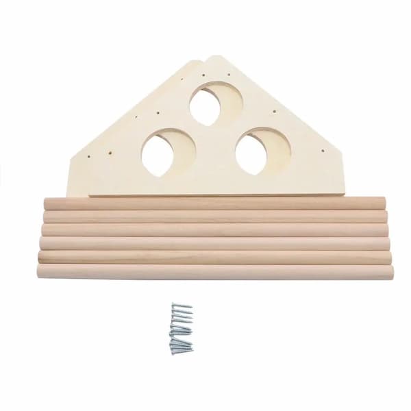 wooden chicken roosting ladder perch with hens inside backyard chicken coop