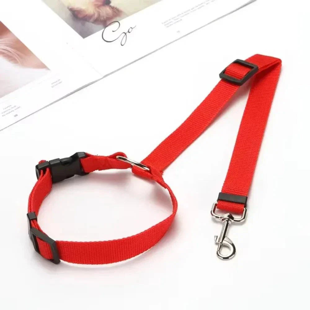 Solid Color Two-in-One Pet Seat Belt and Leash, Adjustable Nylon Dog Seat Belt Collar, Pet Accessories