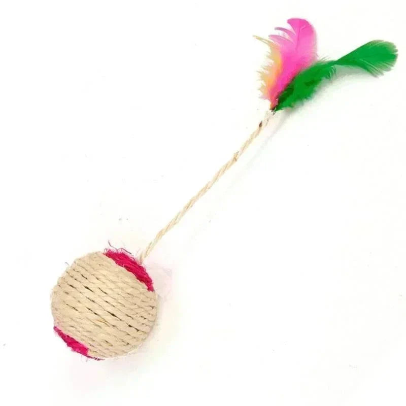 Interactive Cat Scratching Ball Toy with Feather, Sisal Kitten Training Toy, Pet Supplies, 1pc