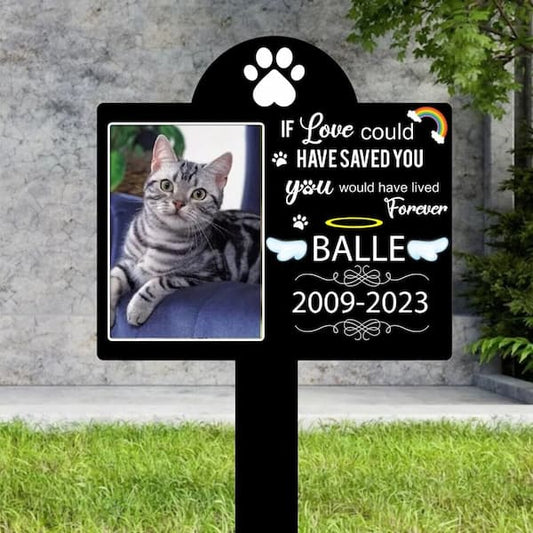 Custom Pet Memorial Garden Stake with Personalized Photo and Name – Grave Marker for Dog or Cat Loss