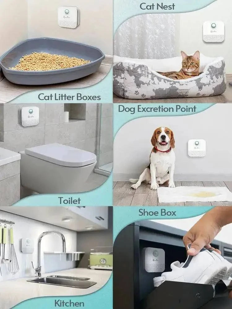 DownyPaws 4000mAh Smart Cat Odor Purifier – Rechargeable Litter Box Deodorizer and Air Cleaner for Cats and Dogs. Advanced Pet Odor Neutralizer.