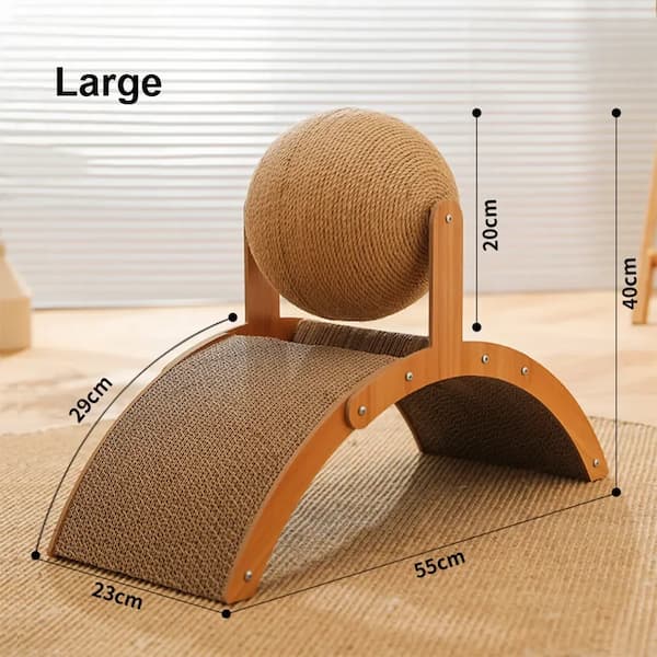 2-in-1 Wooden Cat Scratching Ball with Sisal Board - Interactive Grinding Toy
