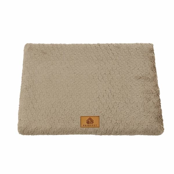 Beige orthopedic dog bed with 3d foam support washable waterproof anti slip pet bed for large and small dogs cozy faux fur dog mattress