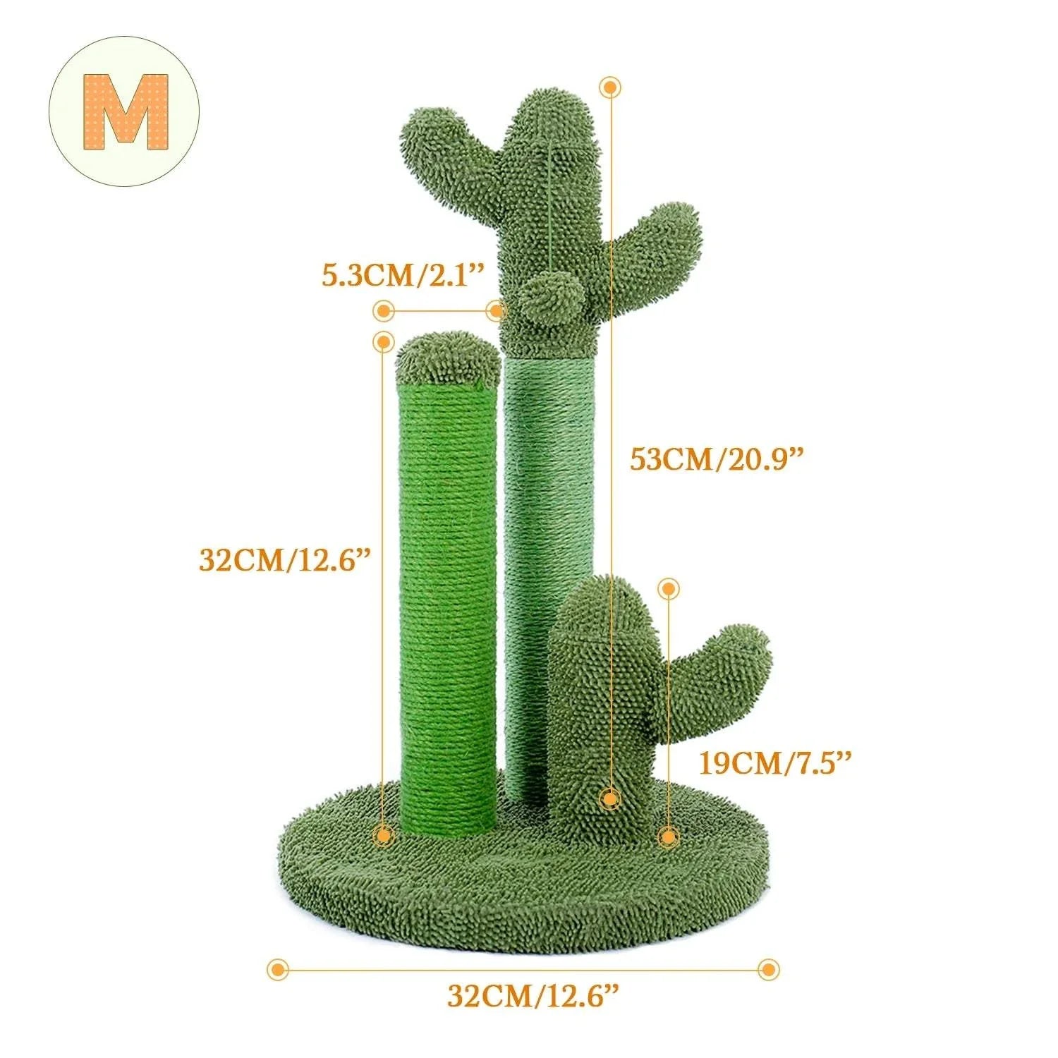 Cactus Cat Scratcher - Durable Cat Scratching Post with 3 Poles & Interactive Dangling Ball | Fun Cat Furniture