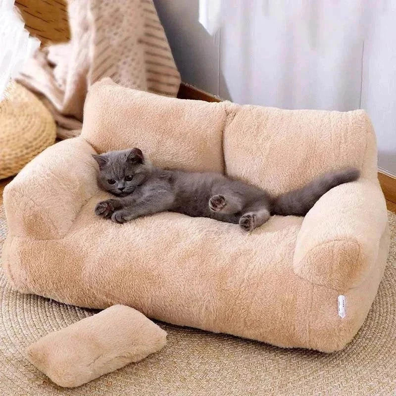 Luxury Cat Bed Sofa - Warm Plush Pet Nest for Small Dogs & Cats | Winter Comfortable Puppy Bed Supplies