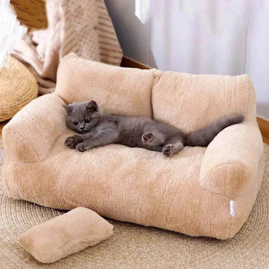 Luxury Cat Bed Sofa - Warm Plush Pet Nest for Small Dogs & Cats | Winter Comfortable Puppy Bed Supplies