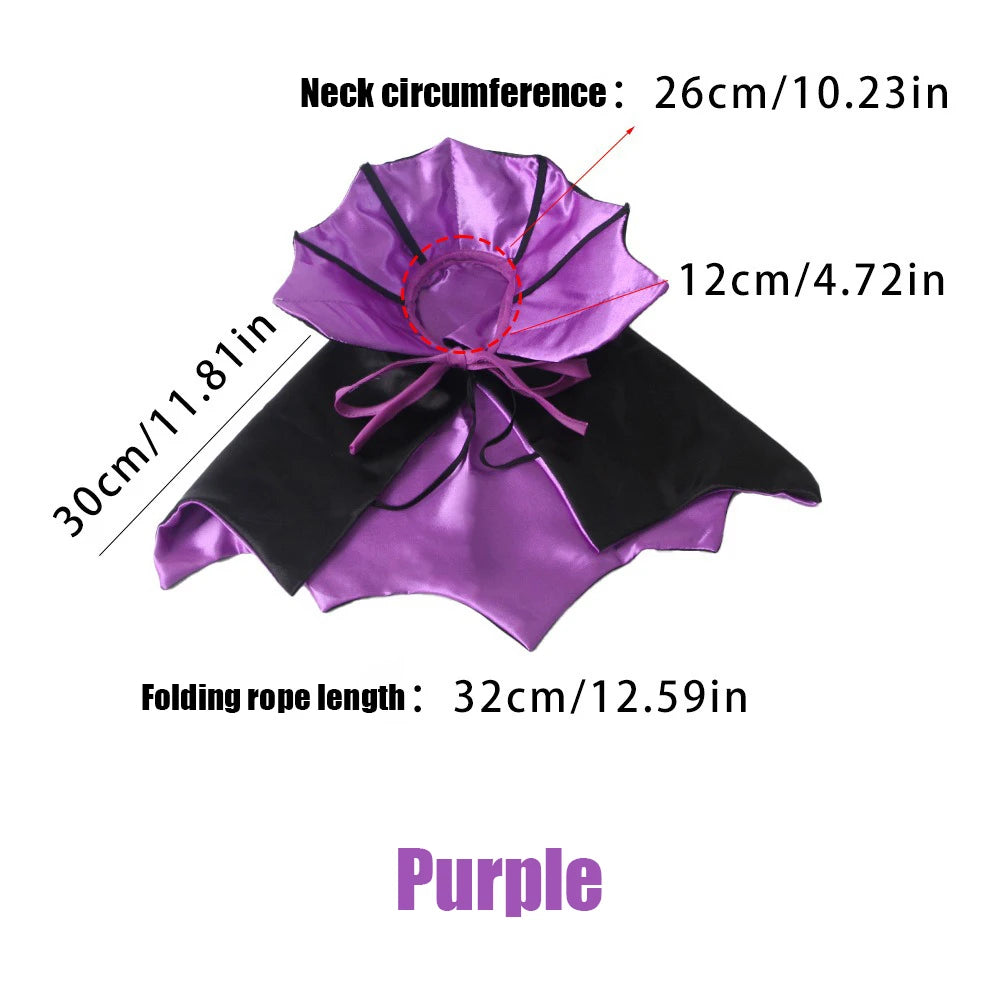 Purple neck drape or cape shown on a white background with measurement annotations: neck circumference 26cm/10.23in, width 12cm/4.