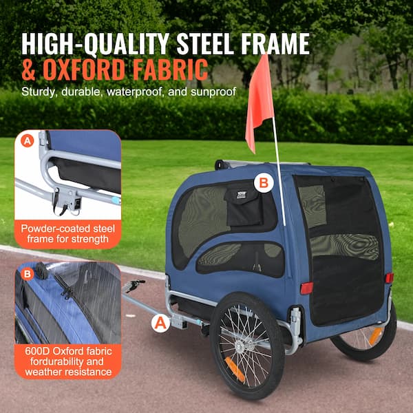 Large dog bicycle trailer heavy-duty with mesh ventilation