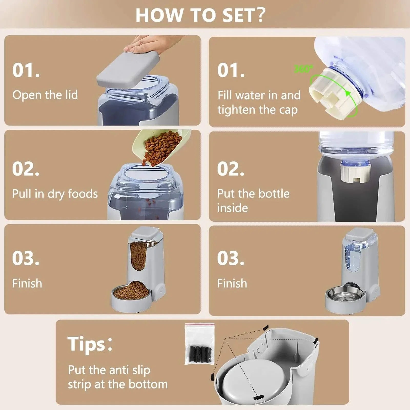 Automatic dog feeder and water dispenser with large capacity for pets.