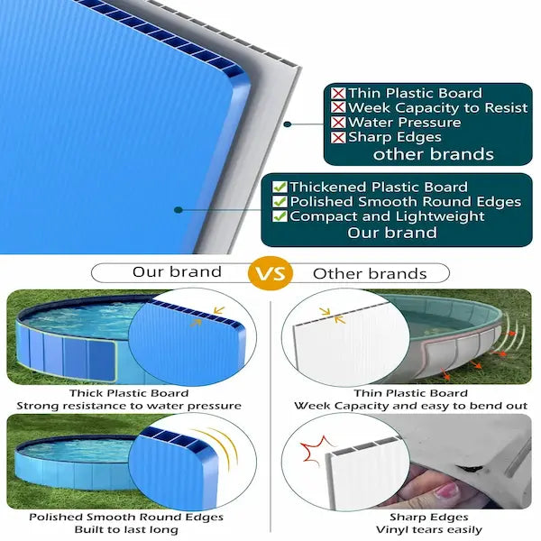 Foldable dog pool in red or dark blue, available in 60×20cm, 80×20cm, and 80×30cm – portable pet bath for summer fun