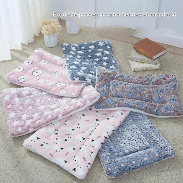 flannel pet sleeping mat soft dog and cat blanket bed for sofa crate and floor use