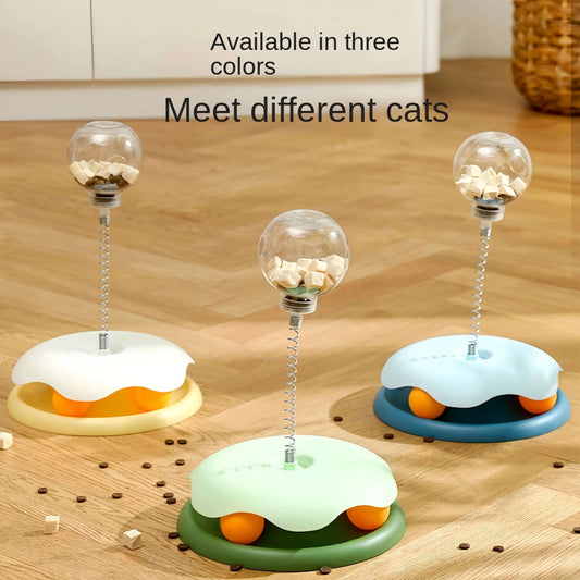 "Interactive food toy ball for dogs and cats, durable and fun.