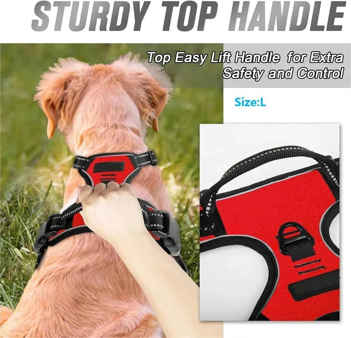 No Pull Dog Harness with Reflective Straps, Front Clip, and Easy-Control Handle for Large Dogs Walking and Training