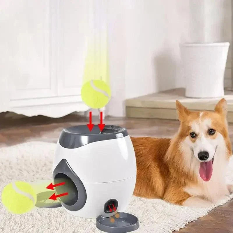 Dog Pet Toys 2 in 1 Tennis Launcher Automatic Throwing Machine And Interactive Pet Feeder