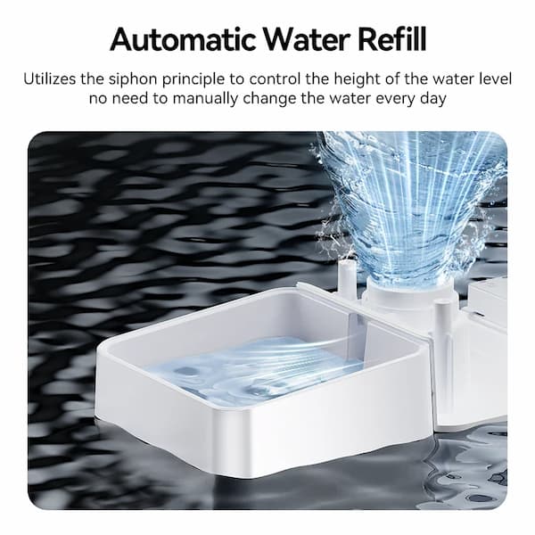 Automatic water refill system with text explaining its functionality.