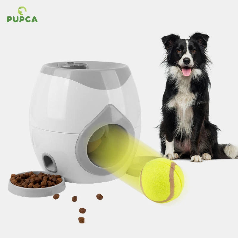 Dog Pet Toys 2 In 1 Tennis Launcher Automatic Throwing Machine And Interactive Pet Feeder For All Size Dog