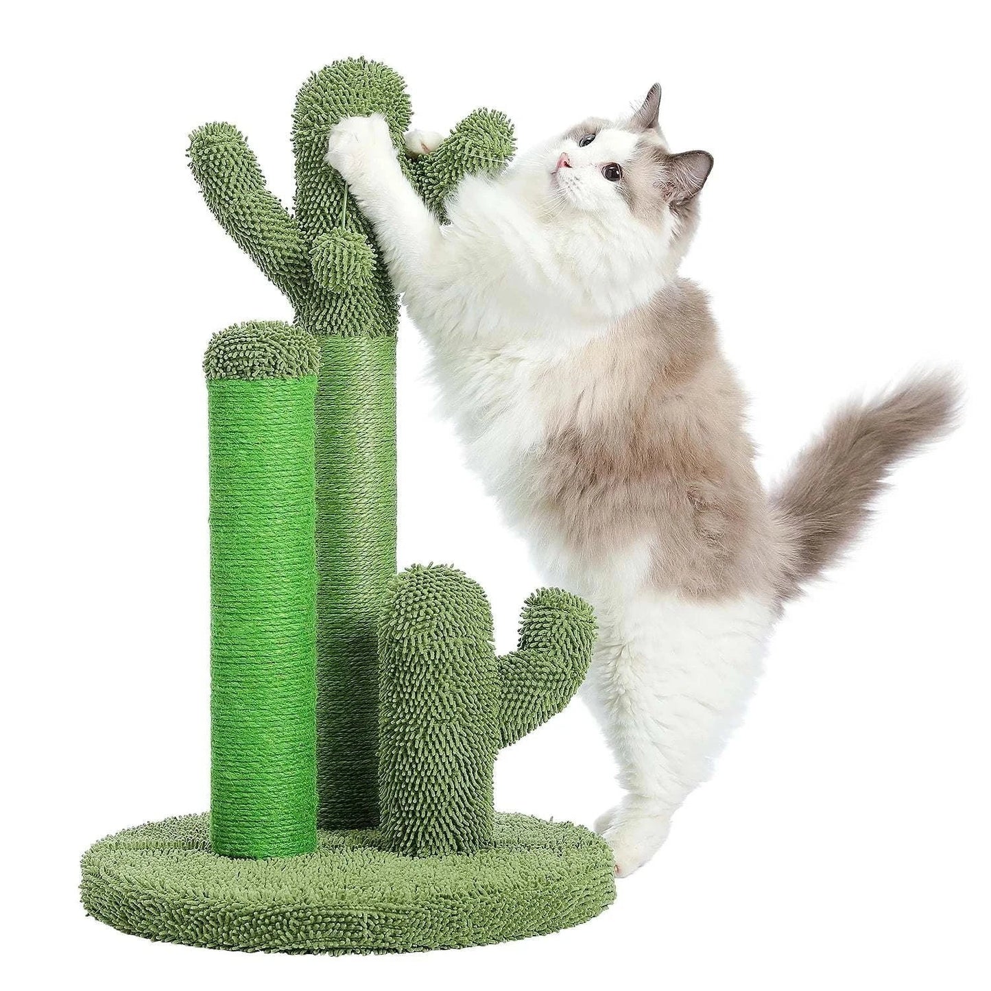 Cactus Cat Scratcher - Durable Cat Scratching Post with 3 Poles & Interactive Dangling Ball | Fun Cat Furniture