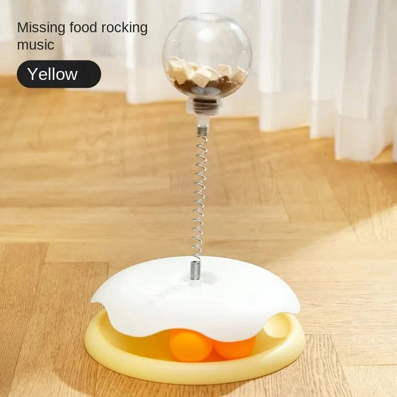 "Interactive food toy ball for dogs and cats, durable and fun.