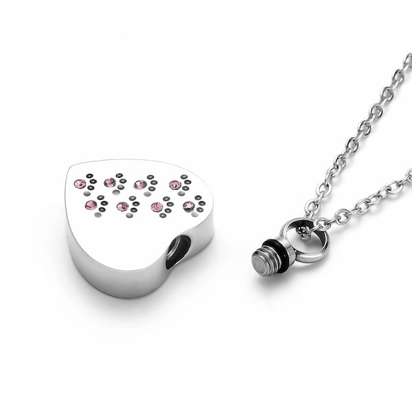 Pink paw print pet cremation pendant for ashes