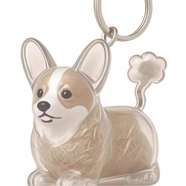 Dog-shaped keychain on a white background