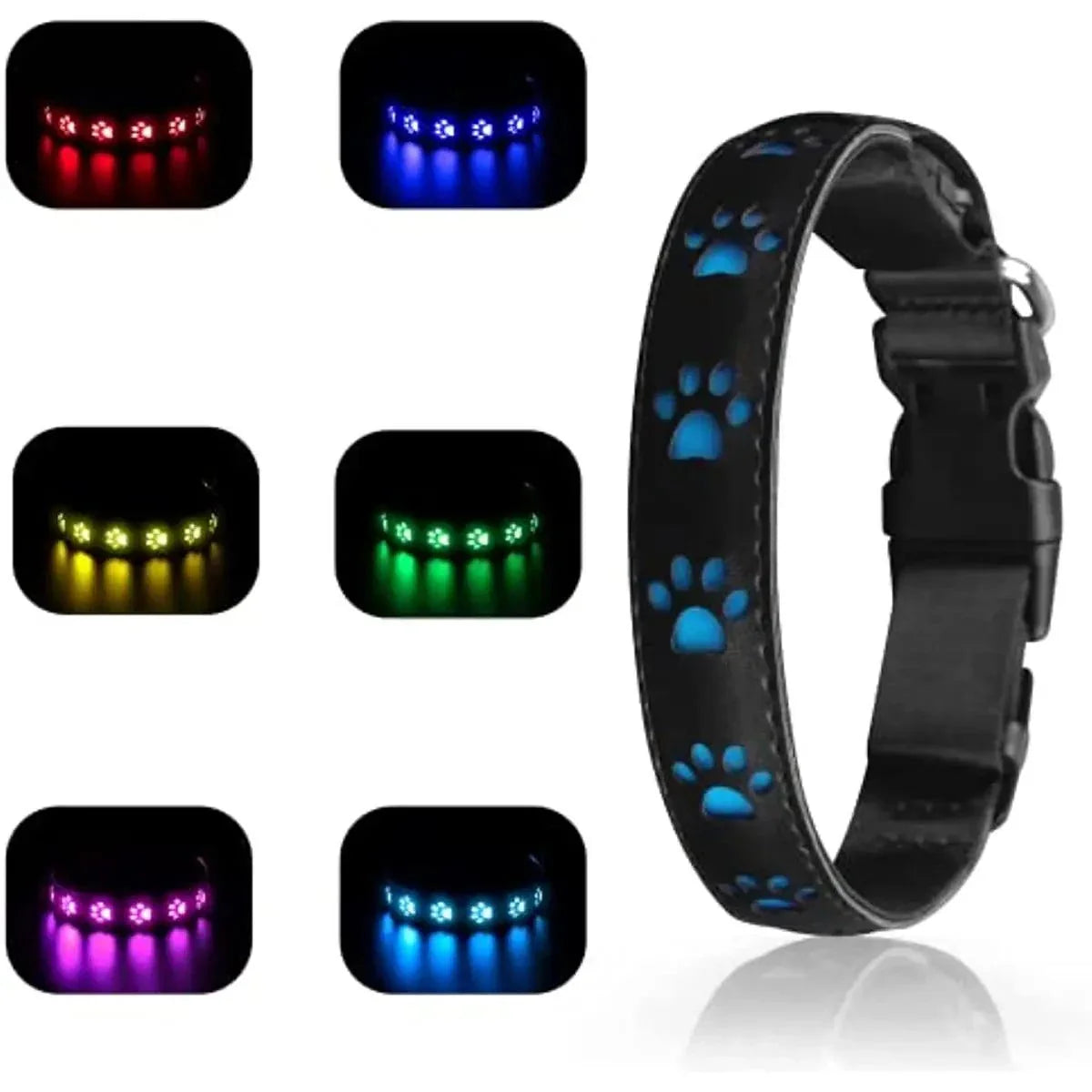 7 Modes LED Dog Collar - USB Rechargeable Waterproof Light-Up Collar For Night Safety- Bright Colorful Pet Accessories