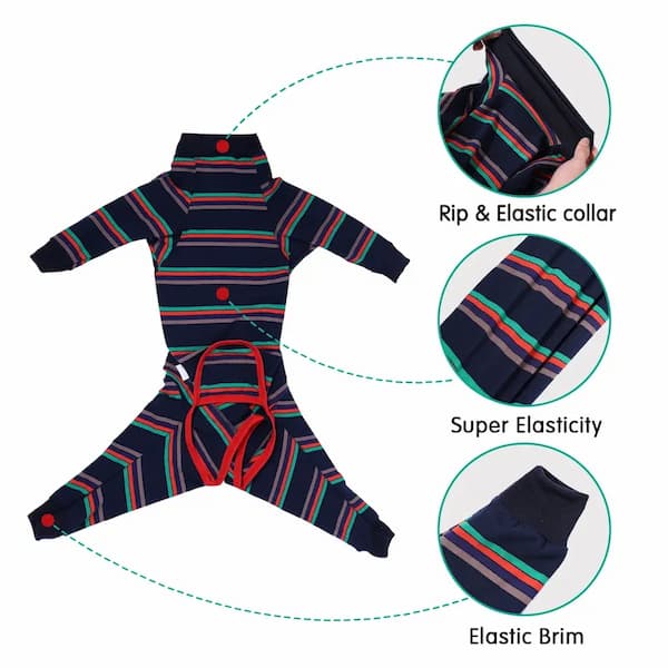 Recovery suit after surgery preventing licking wounds soft breathable pet bodysuit