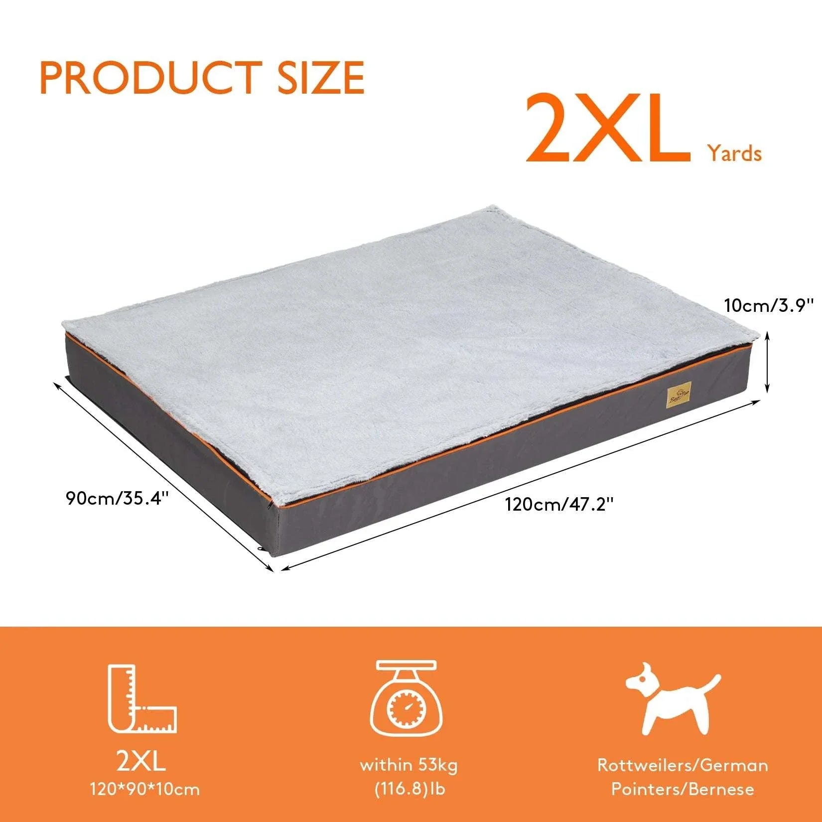 Large orthopedic dog bed with padded foam cushion and washable cover for ultimate pet comfort