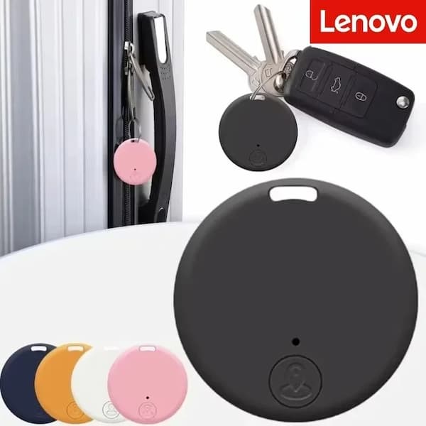 GPS Tracker device with color options displayed, featuring Lenovo branding.