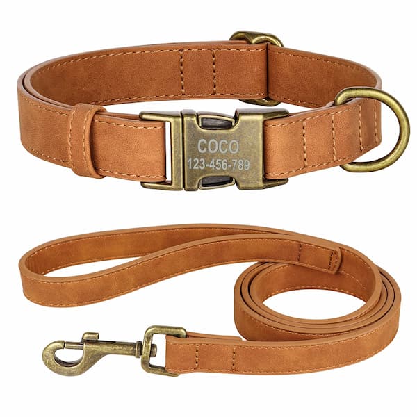 Durable personalized collar and leash set for small & large dogs