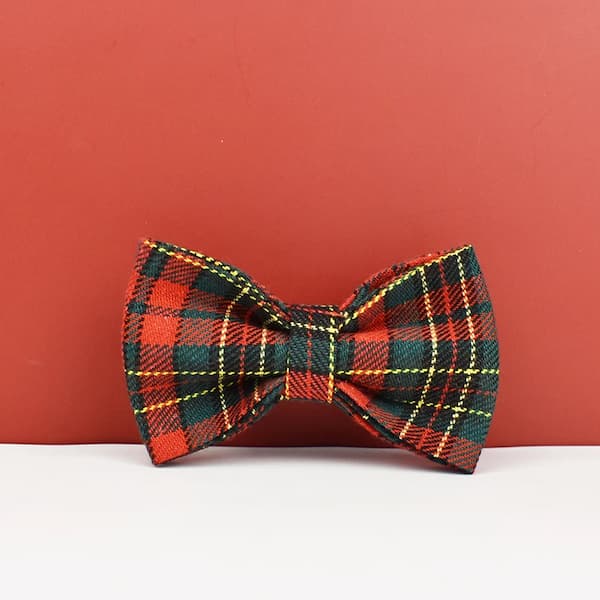 Plaid bow tie on a red background