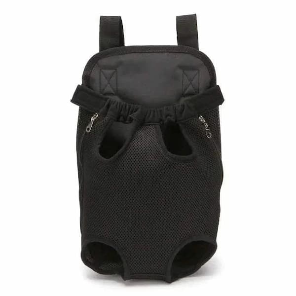 Black pet carrier backpack on a white background