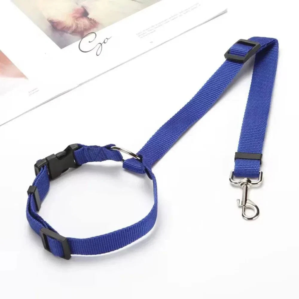 Solid Color Two-in-One Pet Seat Belt and Leash, Adjustable Nylon Dog Seat Belt Collar, Pet Accessories