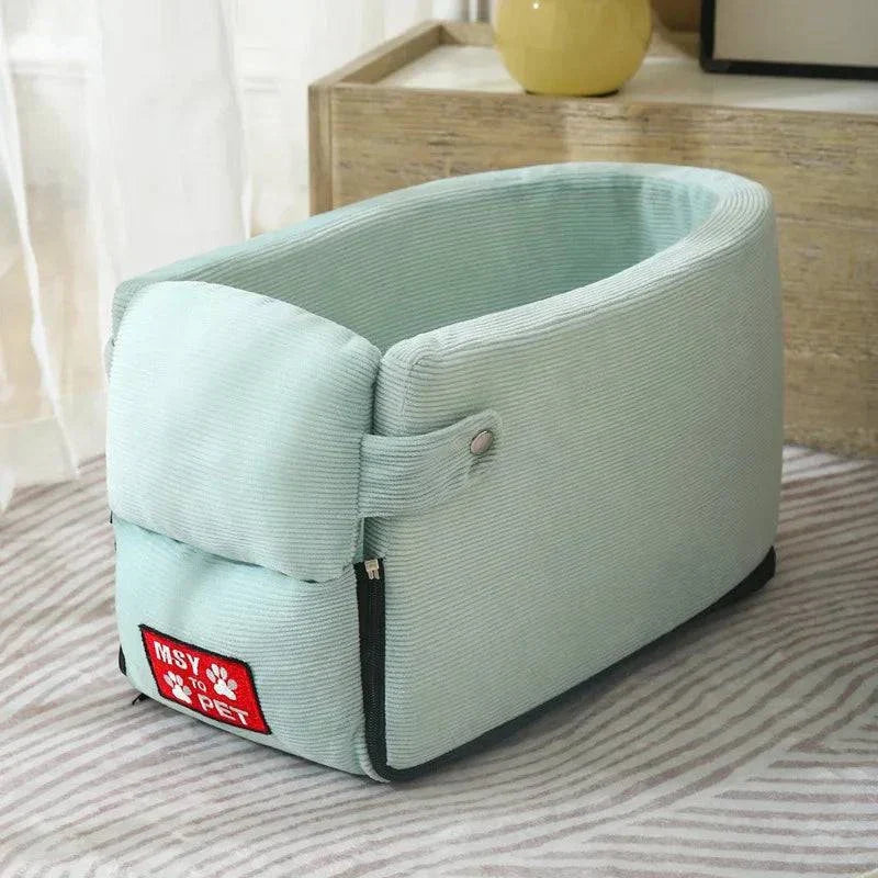 Portable dog car seat bed for small pets; comfortable, secure, and easy to install.