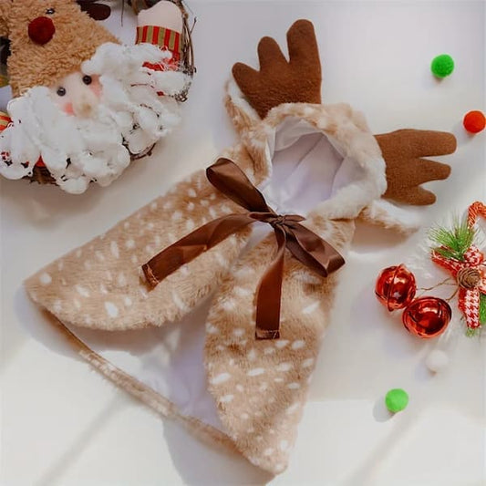 Pet deer costume with antlers on a white background