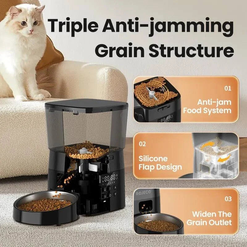 ROJECO Automatic Pet Feeder - Smart Cat Food Dispenser