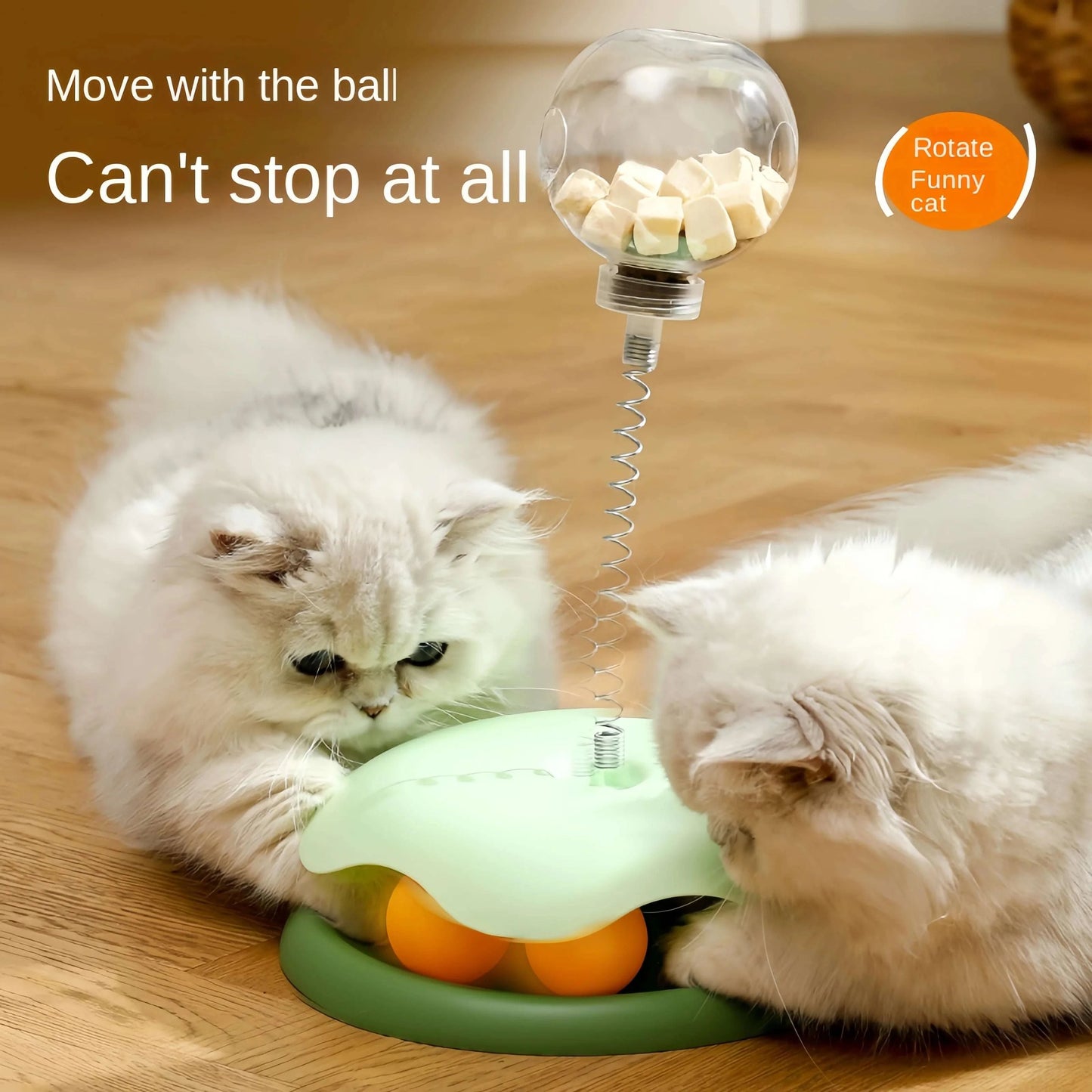 "Interactive food toy ball for dogs and cats, durable and fun.