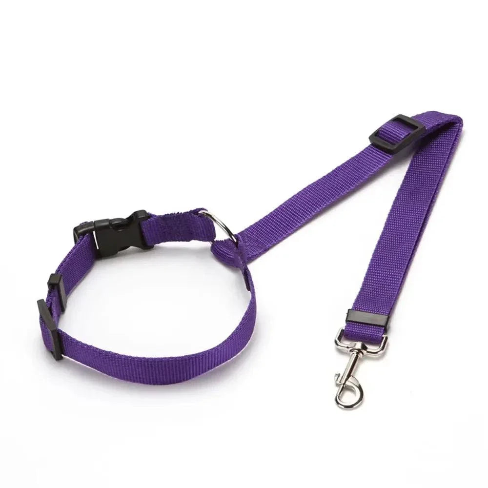 Solid Color Two-in-One Pet Seat Belt and Leash, Adjustable Nylon Dog Seat Belt Collar, Pet Accessories