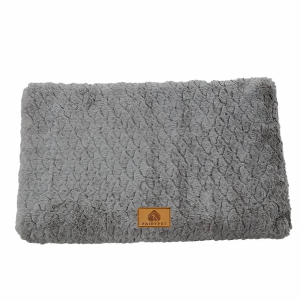 Gray orthopedic dog bed with 3d foam support washable waterproof anti slip pet bed for large and small dogs cozy faux fur dog mattress
